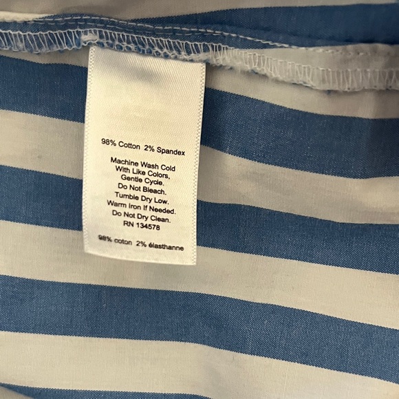 Classic Blue & White Striped womwns Button-Up Shirt - Picture 5 of 9